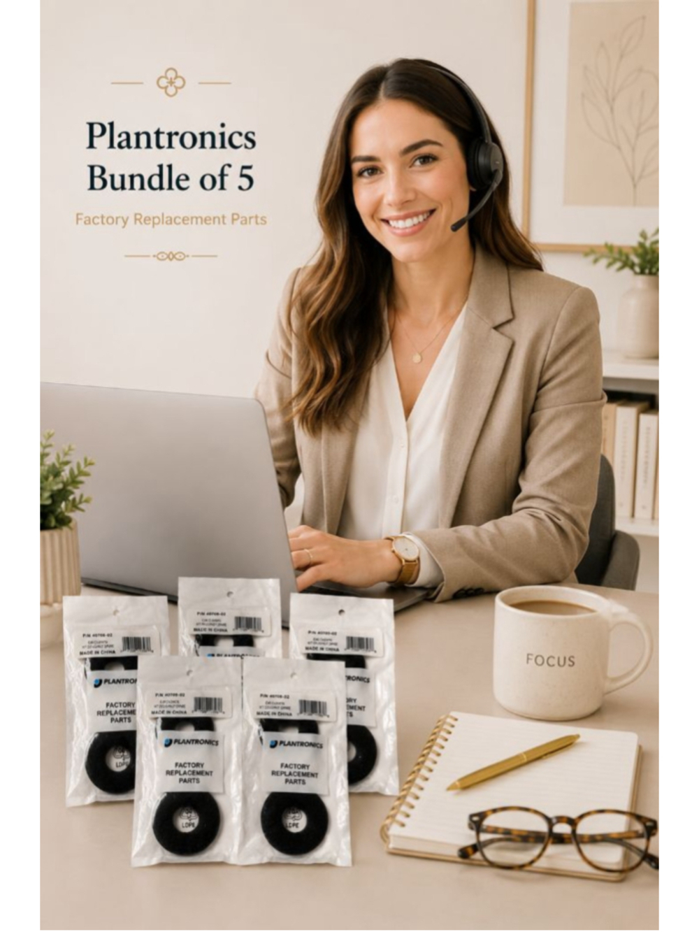 Plantronics 40709-02 Ear Cushion Replacement Kit Bundle of 5 New OEM Headset